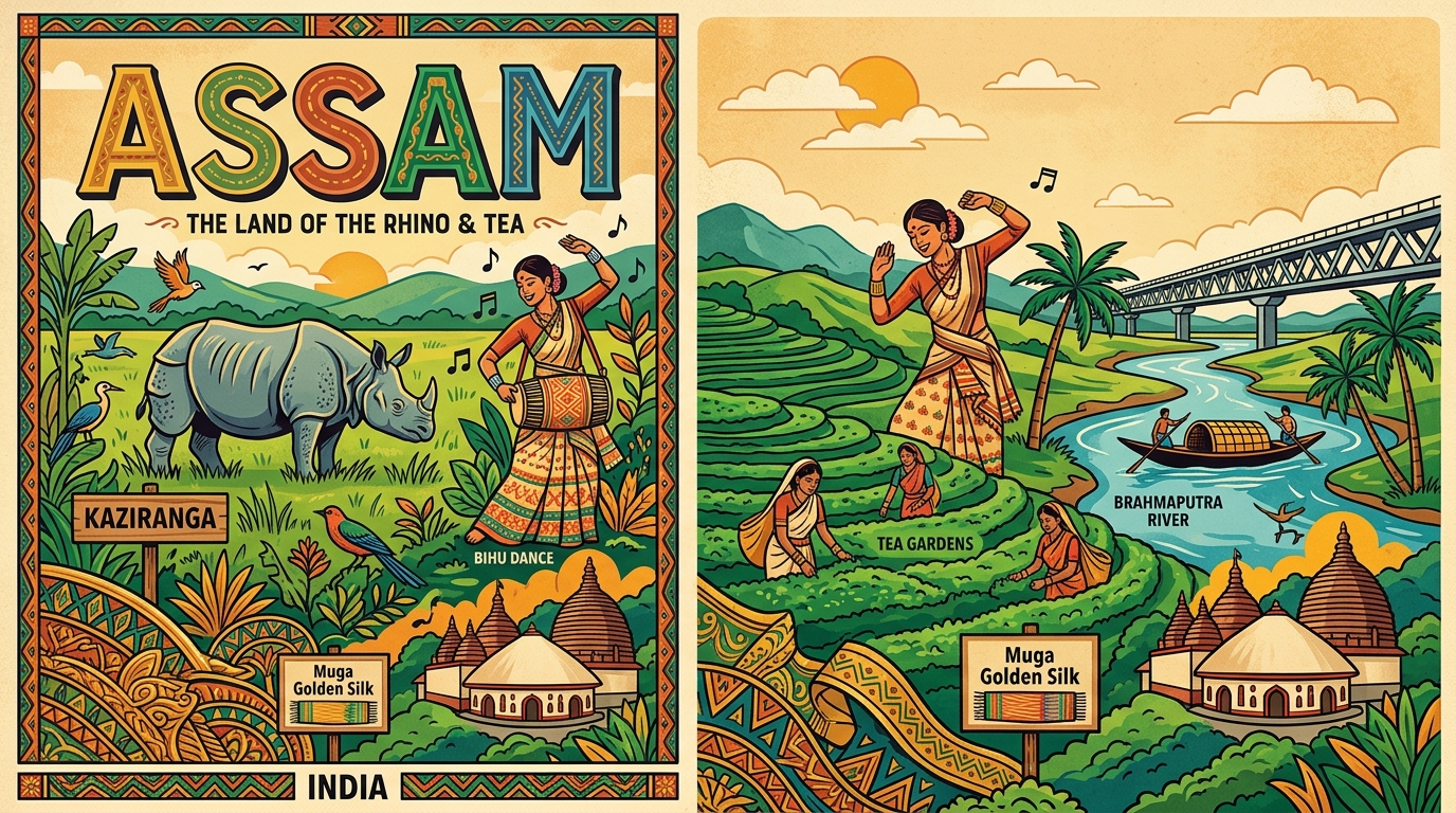 Assam travel poster