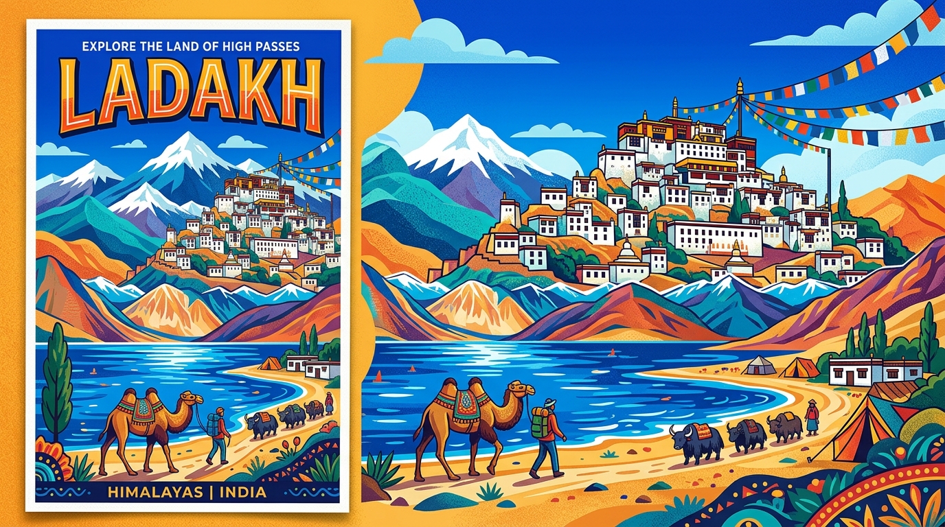 Ladakh travel poster