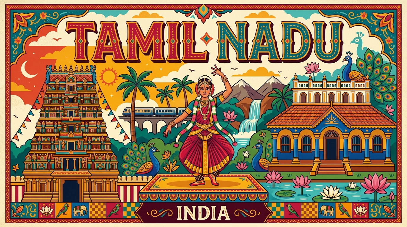 Tamil Nadu travel poster